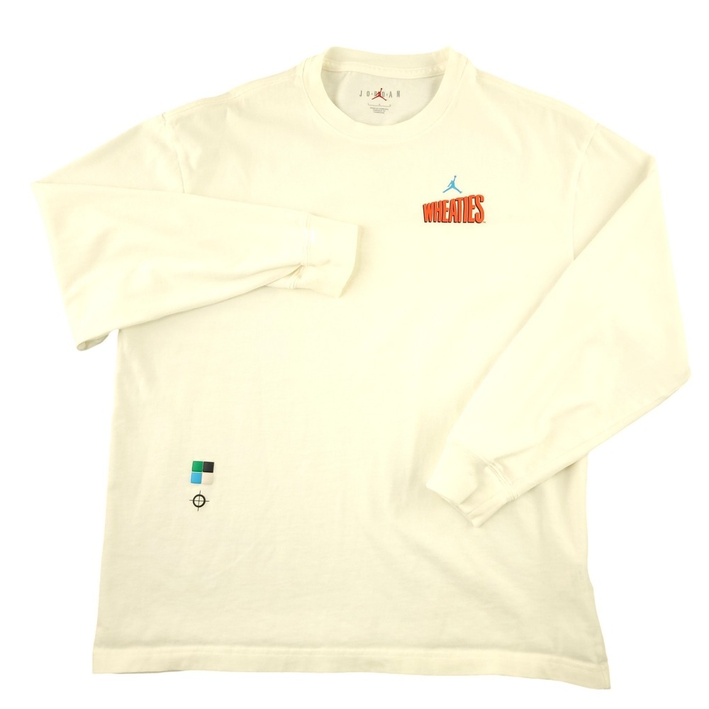 Jordan Shirt Mens L White Long Sleeve Wheaties Graphic Tee NBA Chicago Bulls